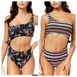 Bar III Reversible One-Shoulder Cutout One-Piece